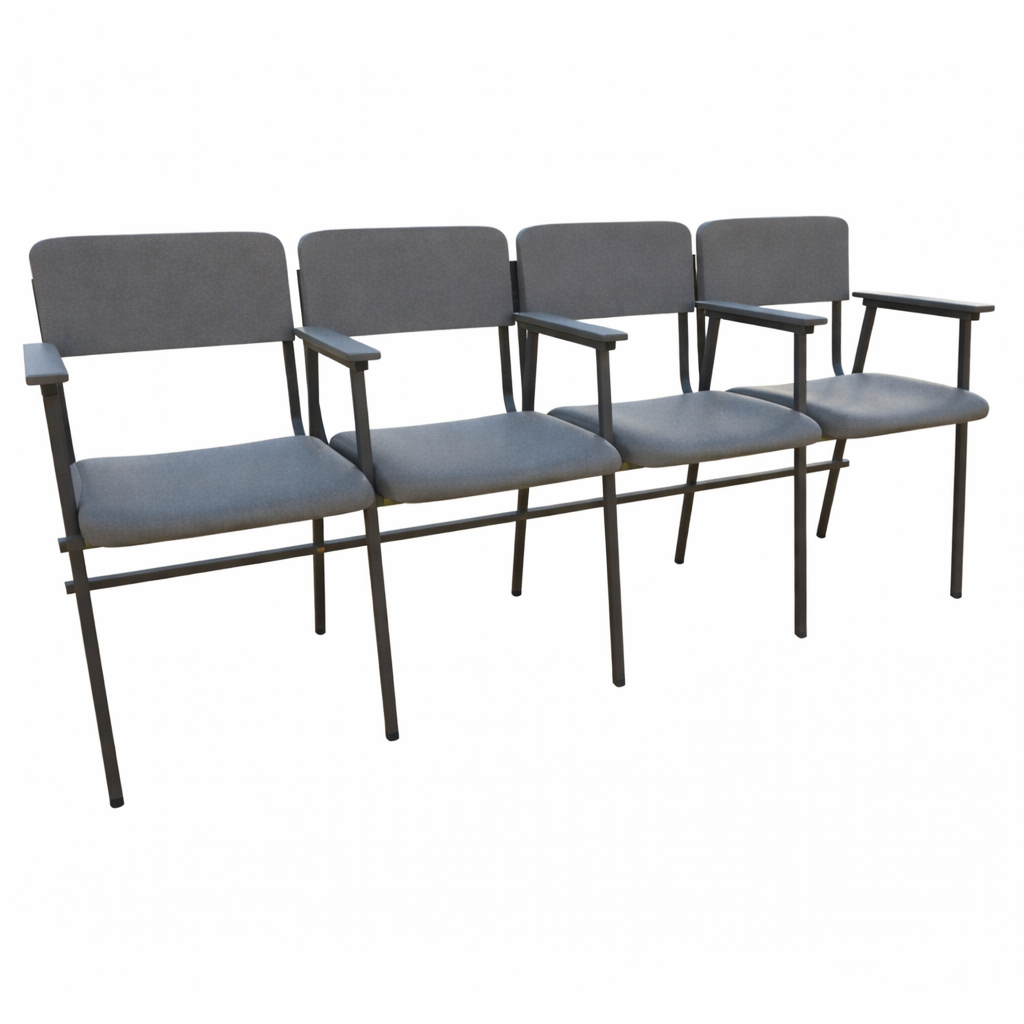 Стільці секційні для актового залу Квартет Аліса з підлокітниками MEBLIX 4 секції